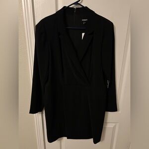 Express Black Blazer Dress with Tailored Crossover Front NWT. Size XL